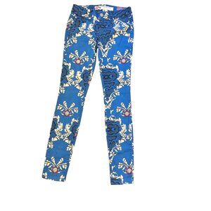 Gxane Junior Skinny Jeans Size 3 Blue & White Floral Pattern